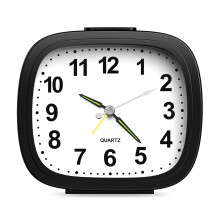 (Black) Silent Alarm Clocks Bedside Non Ticking Battery Powered Table Clocks Luminous Analogue Clock for Heavy Sleepers Travel