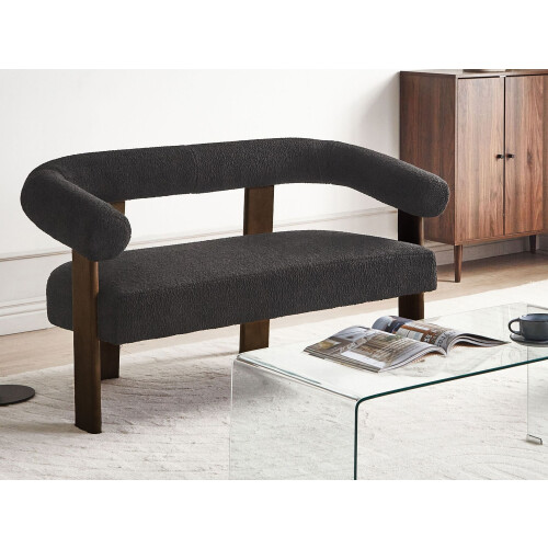 Beliani Sofa 2 Seater ILBRO Boucle Black/ Dark Brown 1