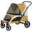 Poussette pliable marron pour grands chiens avec freins 1