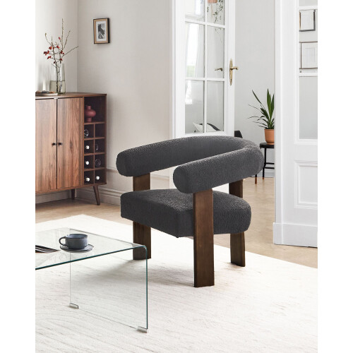 Beliani Armchair ILBRO Boucle Black/Dark Brown 1