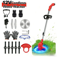 12V Cordless Grass Trimmer Strimmer Garden Edger Cutter with 2 Batteries