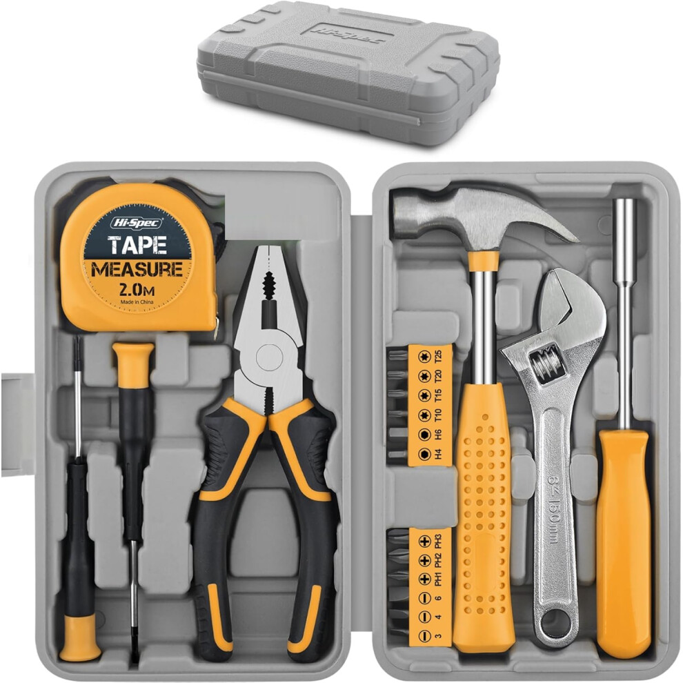 11Pcs Household Hand Tools Kit Diy Hand Tool Toolbox Set With Storage Case Including Daily Repair Small Tool For Home Use (Yellow-1) 5000537913557
