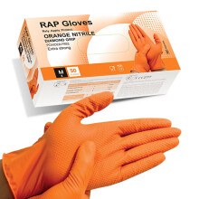50 Orange Nitrile Disposable Gloves Medium Heavy duty, Diamond Grip Gloves, Latex-Free, Powder-Free, Non-slip, Extra Thick – Ideal For Mechanics, Wo