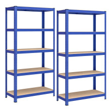 SONGMICS GLR040Q02 Set of 2 Heavy Duty Shelving Units, Steel Shelving Unit, 5 Shelves, Screwless for Garage, Warehouse, Utility Room, Load Capacity 8