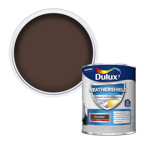 Dulux Dulux Weather Shield Exterior High Gloss Paint, 750 ml - Conker