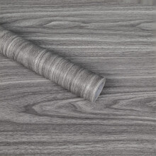 Abyssaly Grey Vinyl Wrap Self Adhesive Wallpaper, Wood Effect Sticky Back Plastic Roll for Furniture, Removable Peel and Stick Wallpaper Decorative F