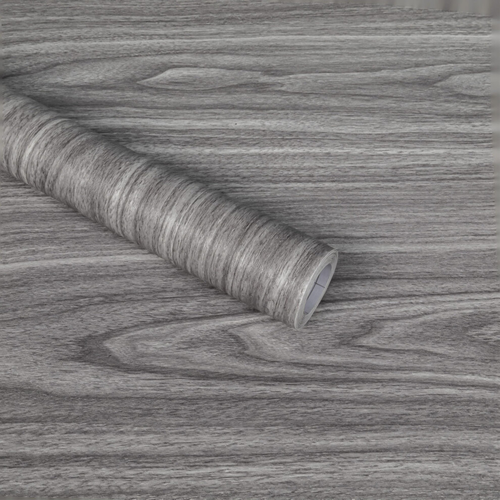 Abyssaly Grey Vinyl Wrap Self Adhesive Wallpaper, Wood Effect Sticky Back Plastic Roll For Furniture, Removable Peel And Stick Wallpaper Decorative F 5007756752295