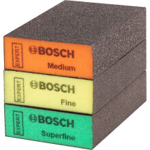 Bosch 3x EXPERT S471 Standard Blocks (for Paint on wood, Softwood, Ø 69 x 97 x 26 mm, Medium/Fine/Superfine, Professional Accessory Hand Sanding)