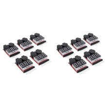 10PCS 2 In1 1-8S Lipo-Batteriespannungsprüfer, RC-Niederspannungs-Summeralarm, Batterieüberwachungsprüfer für Lipo/Li-Ion