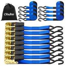 Ratchet Straps with Hook 8 Pack, Ohuhu 4.6m x 25mm 680kg Break Strength Heavy Duty Ratchet Tie Down Straps Lashing Straps with S Hook for Motorcycles