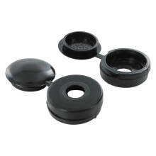 Merriway BH03989 (50 Pcs) Black Hinged Screw Cup and Cover For No. 6 and No. 8 Screws - Pack of 50 Pieces