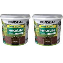 Ronseal 5L One Coat Fence Life Fence Paint Bundle Deal 2 for 22.95-2 x 5L Tubs = 10L - Dark Oak