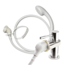Croydex Secura Shower Head and Hose - Easy Install Push On Single Shower Attachment for Bath Taps with 1750mm Hose Length, Straps to Secure, Rub Clea
