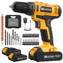 FADAKWALT 20V Cordless Drill, 2 Batteries Electric Screwdriver with case, 21+1 Torque, 2 Speed,30Nm Power Drill Driver, 3/8" Keyless Chuck, with LED