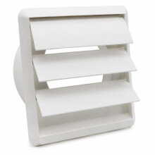 Kair White 100mm Gravity Wall Vent Grille - 99.5mm / 4 Inch Round Rear Spigot & 155mm Front Cover - Backdraught Prevention Shutter Flaps