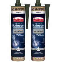 UniBond Anti-Mould Kitchen & Bathroom Sealant White, Waterproof Silicone for Baths, Showers & Sinks, High Strength Flexible Seal, Mould-Resistant & L