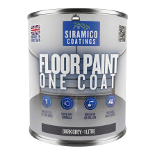 SIRAMICO COATINGS One Coat Anti-Slip Floor Paint | 1 Litres | 5 Modern Colours I Waterbased, Quick Drying Formula | White, Black, Greys (Dark Grey, 1