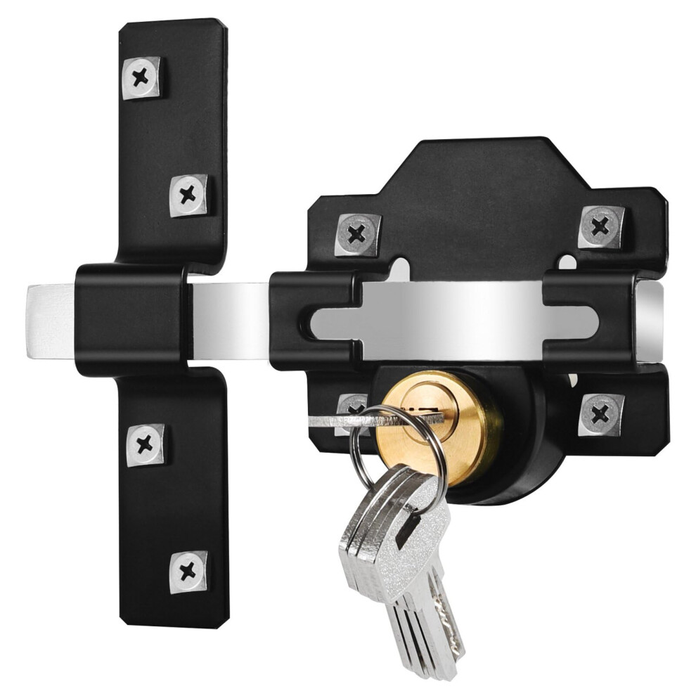 Mortrise Lock, Long Throw Gate Lock For Wooden Gate, Double Sides Locking, Suitbale For 50Mm Thickness Door, 5 Keys 5002299072275