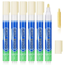 Flintronic 6PCS Tile Paint Marker with Replacement Nib, Tiles Grout pen Wall Repair Pens, Tile grout Reviver pens for Bathrooms Kitchen Floor tile, W