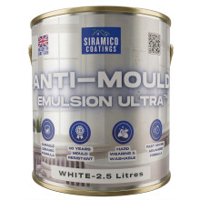 SIRAMICO COATINGS I Anti Mould Paint Ultra I 2.5 Litres I Brilliant White Matt Finish I 10 Year Anti Mould Protection Emulsion Paint For Bathrooms, K