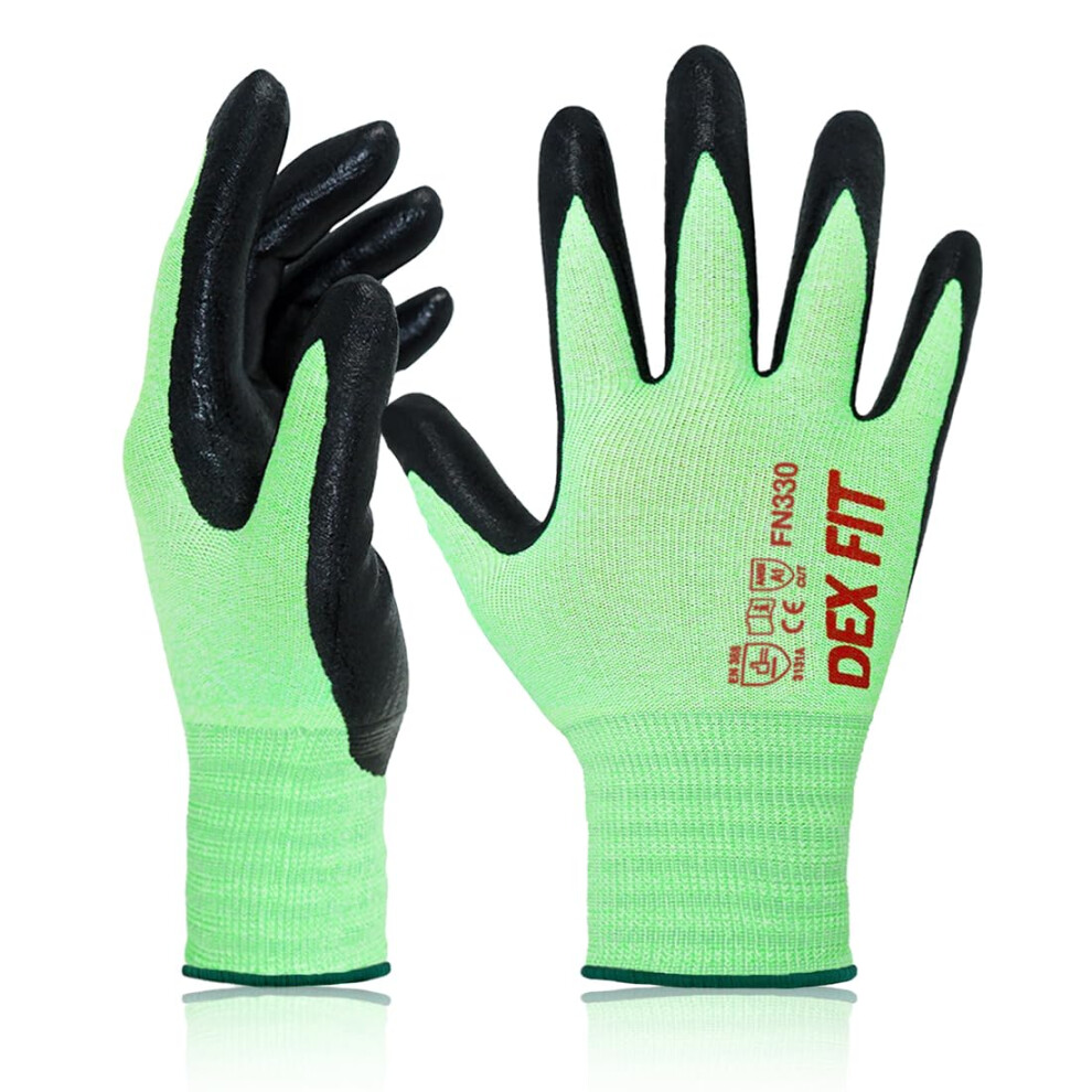 Dex Fit Work Gloves Fn330, 3D Comfort Stretch Fit, Power Grip, Durable Foam Nitrile Coated, Smart Touch, Thin & Lightweight, Machine Washable (Medium 5007542483563
