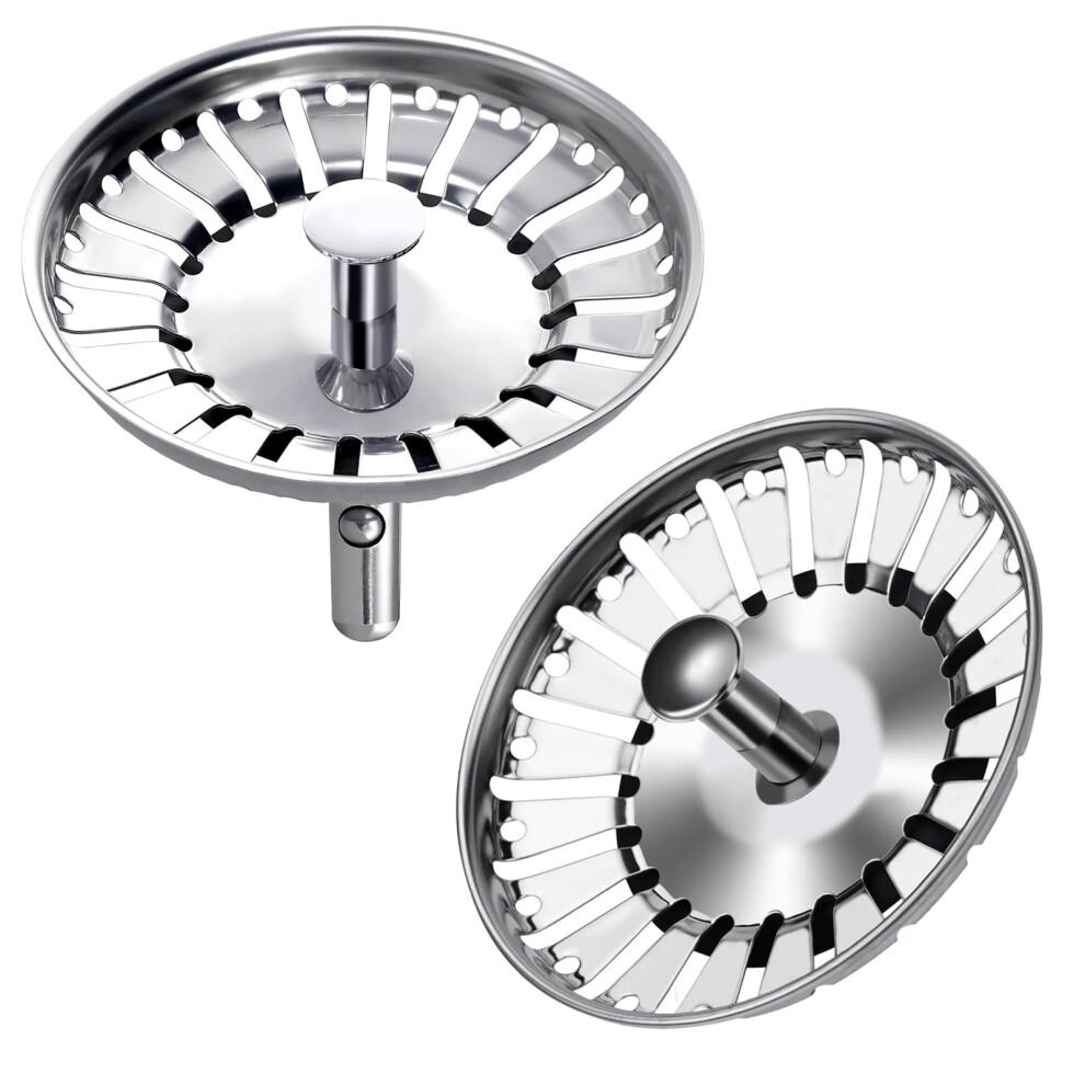 2 Pack Kitchen Sink Strainer, Stainless Steel Sink Plug, Hole Kitchen Sink Plug Strainer For Food Waste/Hair Catcher, Uk Sinks Hole Diameter 84Mm 5007340561616