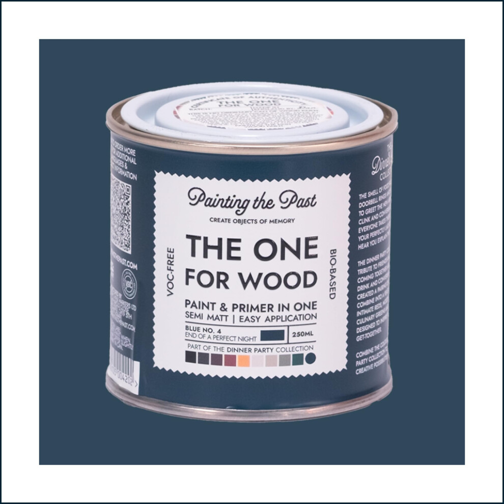The One For Wood Paint & Primer 250Ml Blue No. 4 End Of A Perfect Night | Semi Matt Finish, Bio-Based & Voc-Free Formula For Wooden Furniture & Surfa 5007679437682