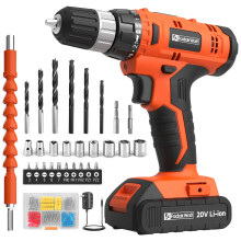 FADAKWALT 20V Cordless Drill Set ,Powerful Drill bit Sets,Torque 30N,21+1 Torque Setting,3/8” inch Keyless Chuck, 40pcs,Electric Drill with 2.0AH