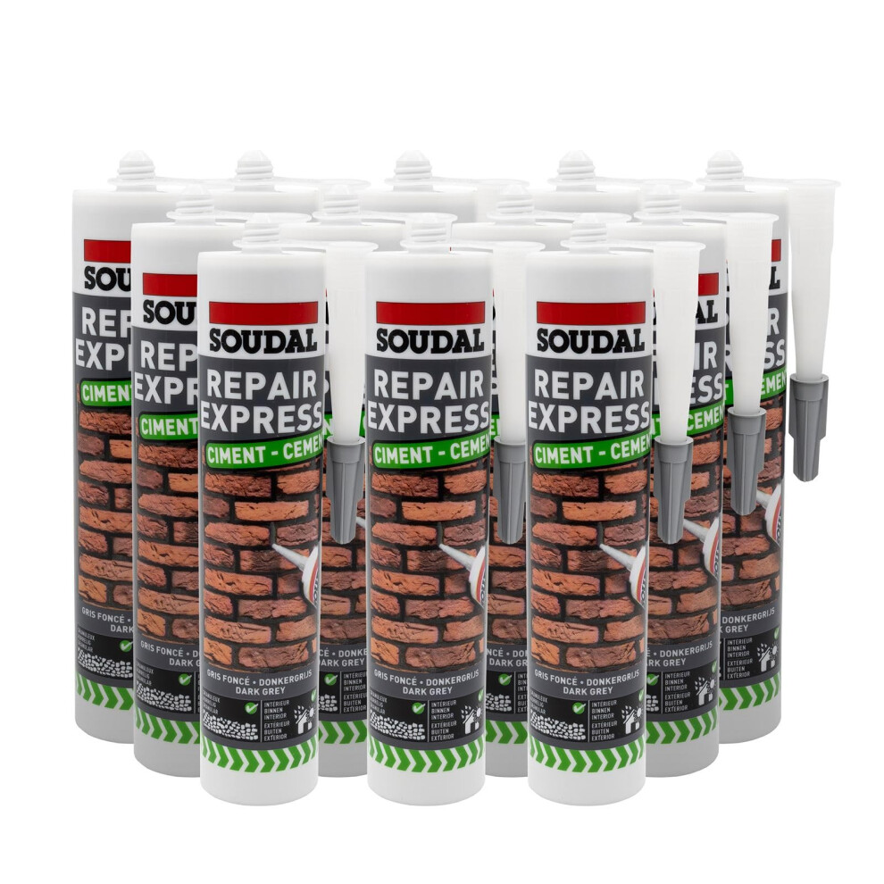 Soudal Repair Express Cement Arylic Polymer Textured Sealant (12 Pack) - Dark Grey 5007090052983