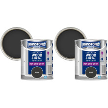 Johnstone's 303913 One coat Satin Black, 750 ml (Pack of 2)
