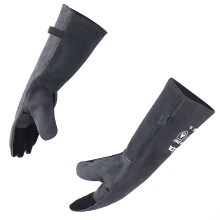 RAPICCA Fireplace Gloves Fire Heat Resistant: Grey 16IN - Fireproof Leather for Fireplace Fire pit Wood stove Campfire Furnace BBQ Grill Stick Mig We