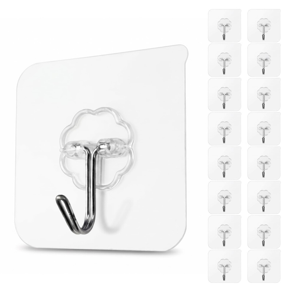 Muexoee Adhesive Hooks Heavy Duty Wall Hooks, 10Kg (22Lbs) Max Load Self Adhesive Sticky Hooks, Waterproof Removable Utility Hooks For Kitchen Bathro 5005298436581