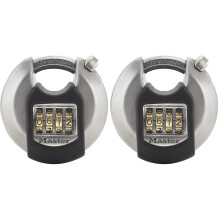 MASTER LOCK Heavy Duty Combination Padlock, Security Level 8/10, Combination, Outdoor, Stainless Steel, Weatherproof (Pack of 2)