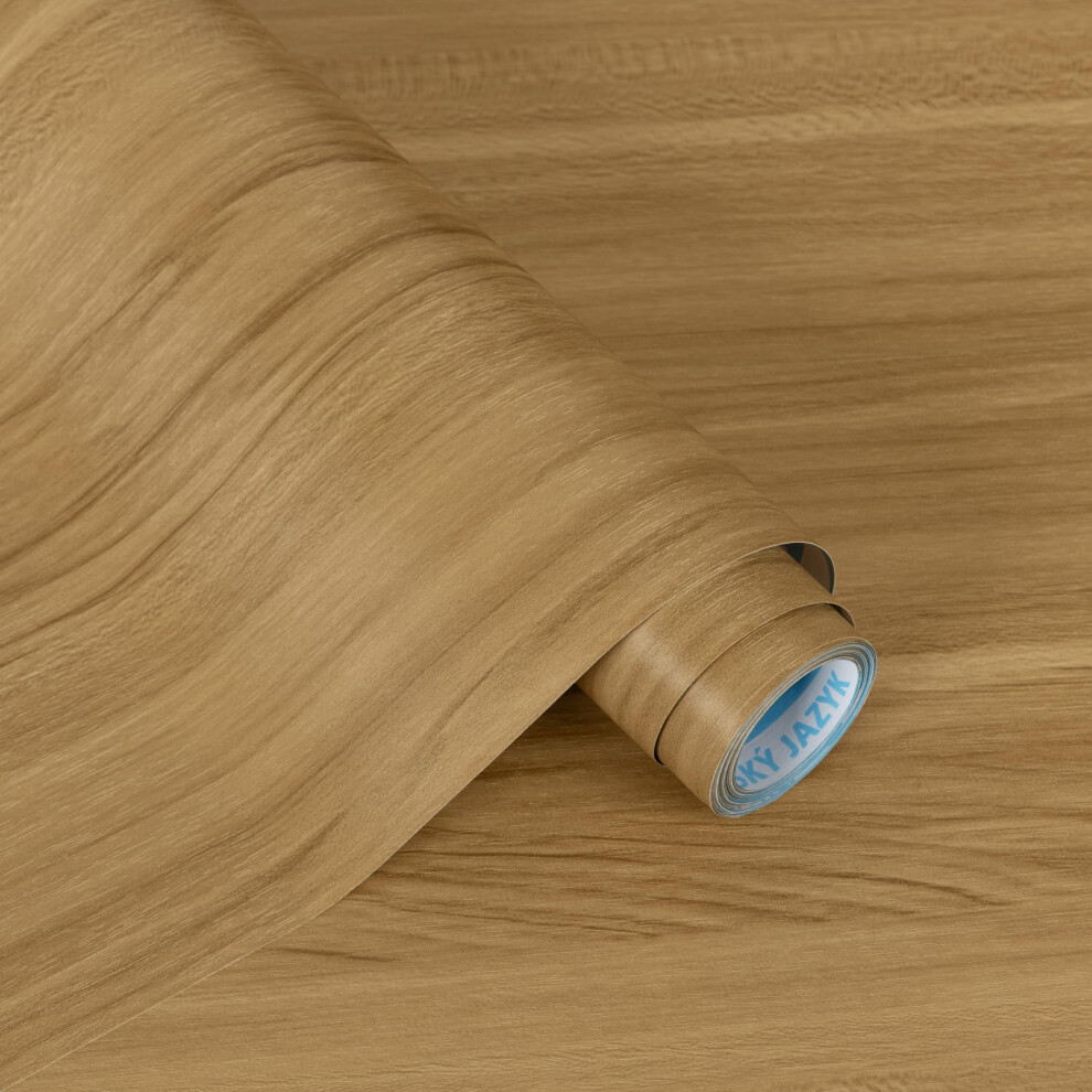 Alened Sticky Back Plastic Roll 30X200cm, Wood Effect Vinyl Wrap Self Adhesive Wallpaper, Light Brown Peel And Stick Waterproof Removable Vinyl Film 5006484618927