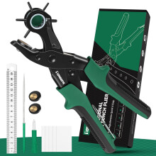 Professional Leather Hole Punch Plier - Tonmifr Heavy Duty 6 Sizes Belt & Watch Band Hole Puncher Tool, Leather Craft Tool for Belts, Handbags, Strap