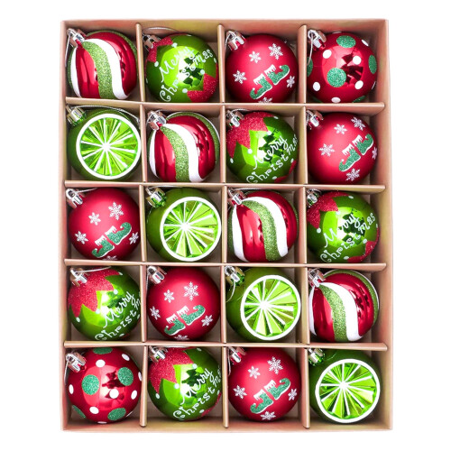 Christmas tree ornaments red green 20 pcs