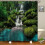 Badeforhæng med vandfald og skov i polyester, 180x200 cm 1