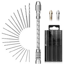 Linkstyle Mini Hand Drill Set, 20PCS HSS Twist Bits (0.3–1.6mm), Adjustable Pin Vise Hand Drill Chuck for Precision Drilling, Model Making, Electron