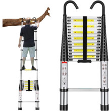 4.4M Telescoping Ladder 14.5FT Metal Telescopic Ladder with Non-Slip Feet, Collapsible Ladder Multi-Purpose Ladders 330 Lb Capacity