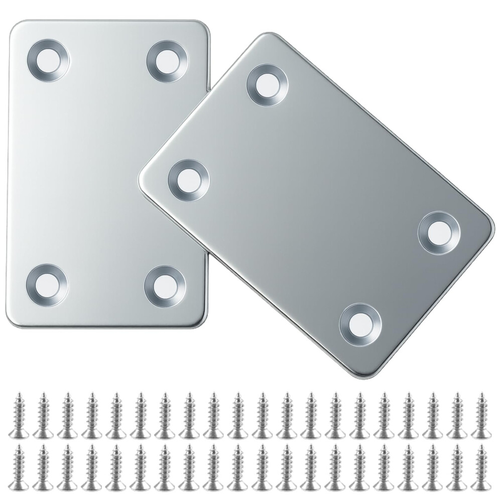 Xyxu Flat Brackets For Wood, 20Pcs 60381.3Mm Flat Joining Plates Sleeper Bracket, Galvanized Steel Mending Plates For Connector, Metal Brackets Fo 5009886422956