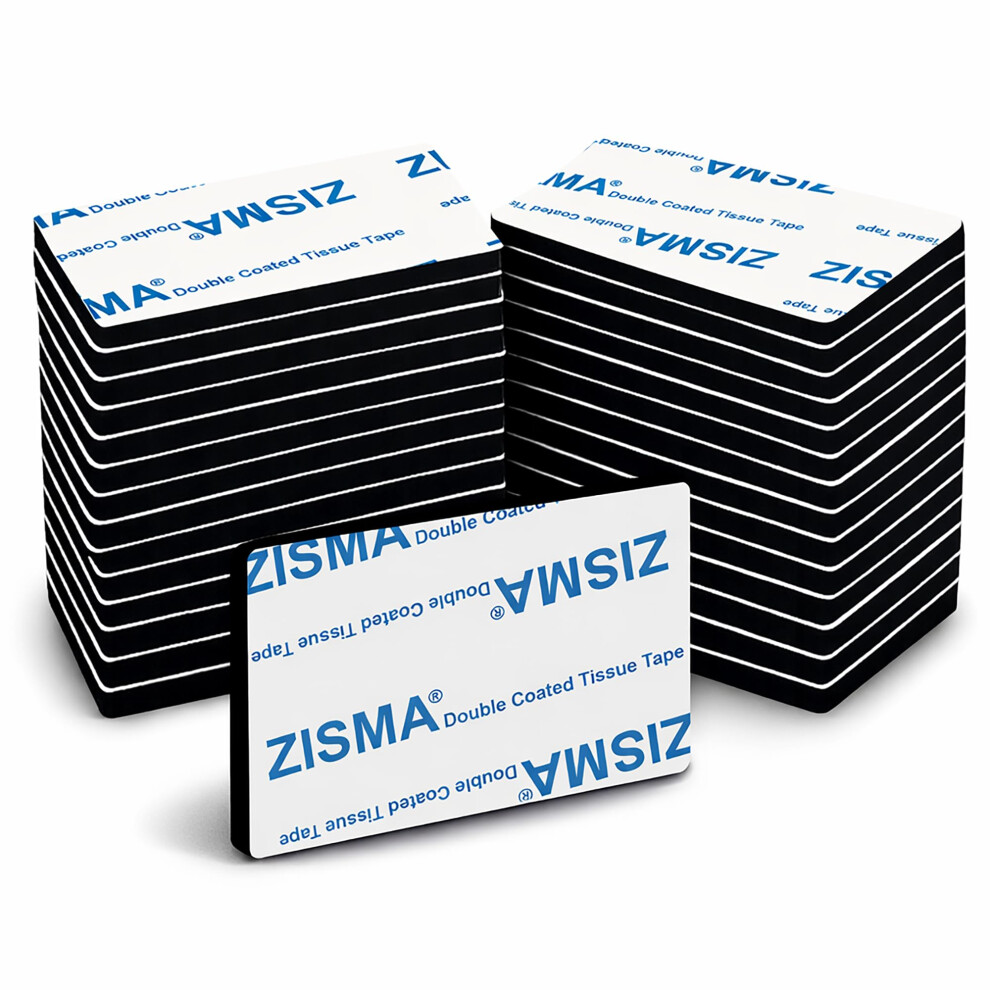 Zisma Double Sided Sticky Tape 50 Pcs Heavy Duty Strong Mounting Adhesive Foam Pads Waterproof Rectangle (50Mm X 30Mm) 5002603462624