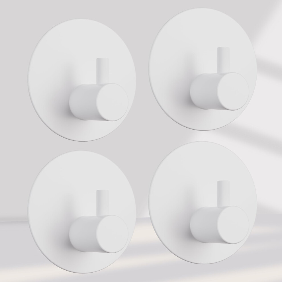Aikzik Self Adhesive Hooks 4 Pack, Sticky Hooks Heavy Duty Stainless Steel - Over 8Kg Load, Hooks For Hanging Towel, Coat, Robe, Key, Stick On Bathro 5006667127758