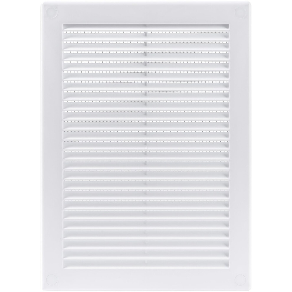 Ecopro Vent 180 X 250 Mm White Rectangular Vent Grille With Protective Mesh. Lightweight Plastic Ventilation Register/Cover. Indoor And Outdoor Soffi 5004596322169