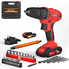 Cordless Drill Set, 21V Electric Drill with Battery 1.5 Ah, Cordless Screwdriver with Battery & Fast Charger, 3/8" Keyless Chuck, 29 Pcs
