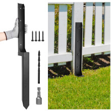 VALKINWORKS Fence Post Repair Kit, 1 Pack – Heavy-Duty One-Piece Steel Anchor with Stakes for 4x4/6x6 Wood Fence Posts