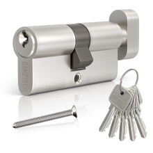 GANZTECH 45T/45 (90mm),Nickel Door Barrel Lock,Key Key with 5 Standard Keys,Aluminum Alloy Euro Cylinder Lock,Secure Stable for Wooden,Composite Door