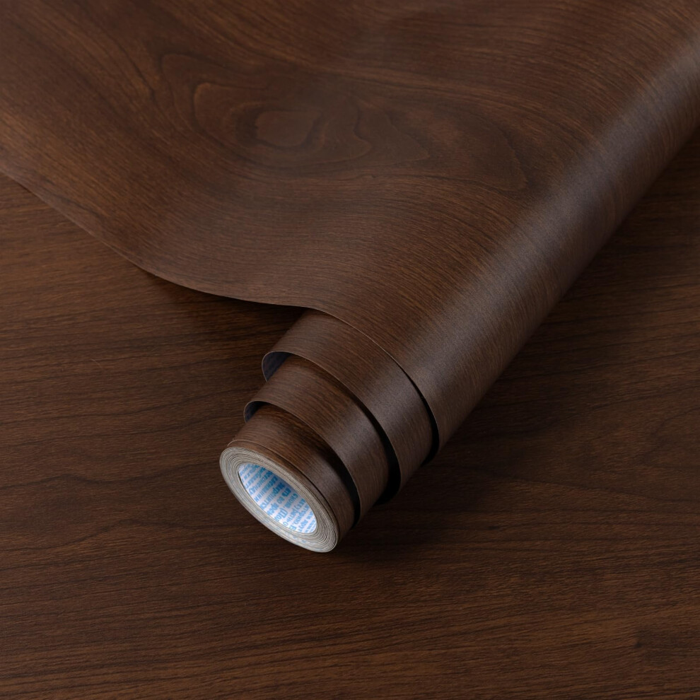 Decoroom Sticky Back Plastic Roll Wood Effect Vinyl Wrap Self Adhesive 60X300cm Dark Brown Grain Peel And Stick Wallpaper Contact Paper Waterproof Fi 5003824222431