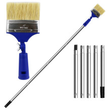 4 inch Paint Brush with Extended Detachable Pole, Bristle Brush for Surface Cleaning and Walls & Ceilings Painting, Ideal for Sheds & Fences and Othe