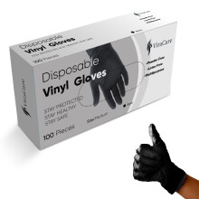 100 x Black Disposable Gloves | Vinyl Gloves Disposable | Latex free Gloves | Powder Free Gloves | Black Gloves Disposable | Strong And Non-Sterile |