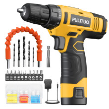 PULITUO 12V Cordless Drill ,Powerful Drill bit Sets with Li-Ion Battery, 21+1 Torque Setting,3/8” inch Keyless Chuck,Electric Drill,Variable Speed